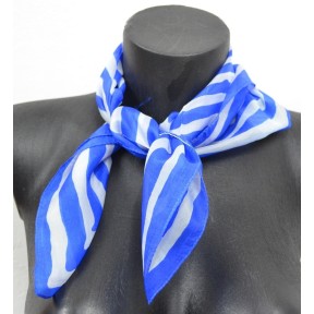 Petit carré en mousseline rayé bleu roi