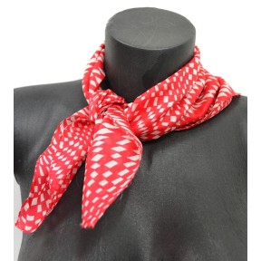 Petit carré en mousseline rouge à rectangles