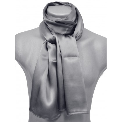 Echarpe en satin de soie grise