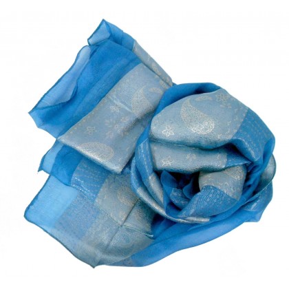 Foulard en soie bleu