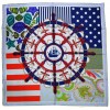 Carré en twill de soie marin bleu rouge / écrin