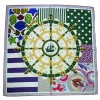 Carré en twill de soie marin bleu vert / écrin