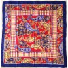 Carré en twill de soie rouge et bleu / écrin