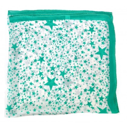 Foulard carré en soie vert à étoiles