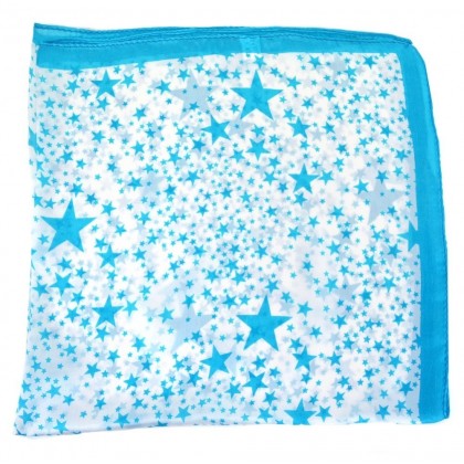 Foulard carré en soie bleu à étoiles