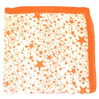 Foulard carré en soie orange à étoiles