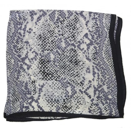 Petit carré en soie python gris