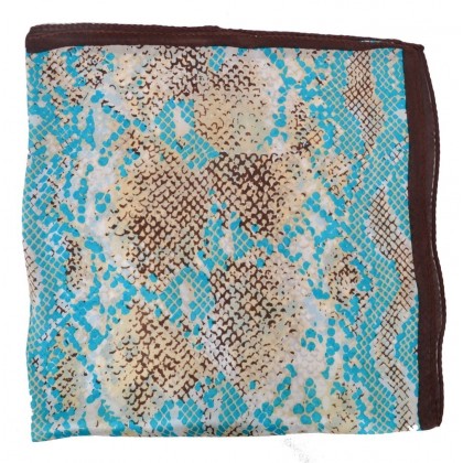 Petit carré en soie python bleu