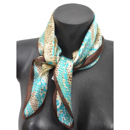 Petit carré en soie python bleu