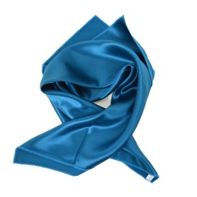Petit carré en soie turquoise foncé - qualité sup