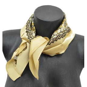 Petit carré en soie paisley beige  - qual. sup
