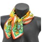 Petit carré en soie paisley fleur orange  - qual. sup
