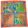 Carré en twill de soie orange vert