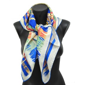 Carré en twill de soie bleu et or