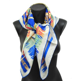 Carré en twill de soie bleu or