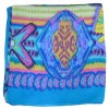 Foulard carré 100 cm ethnic bleu