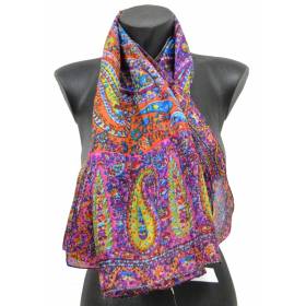 Foulard carré 100 cm imp cachemire rose