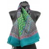 Foulard carré 100 cm ethnic vert rose