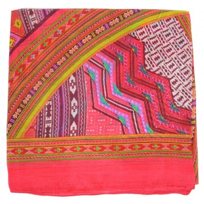 Foulard carré 100 cm ethnic rose