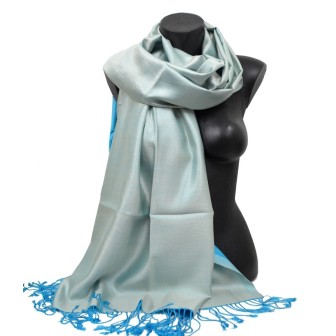 Etole en soie réversible bleue et bleu clair