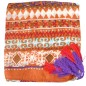 Carré soie pompons imp. ethnic orange