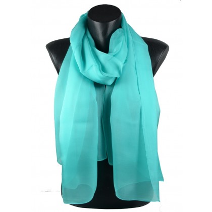 Echarpe en mousseline unie vert opaline