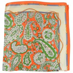 Petit carré en soie paisley orange