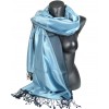 Etole en soie réversible bleu clair - noir