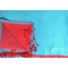 Etole en soie réversible bleu turquoise et rouge