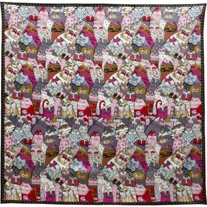 Foulard carré motif tableau multi-chats