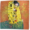 Foulard soie "Le baiser" Klimt version marron-jaune