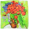 Foulard soie bouquet coquelicot-marguerites