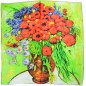Foulard soie bouquet coquelicot-marguerites Foulard soie bouquet coquelicot-marguerites