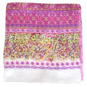 Grand carré soie liberty blanc rose