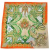 Carré en twill de soie orange et vert
