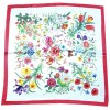 Carré satin de soie blanc multi-fleurs