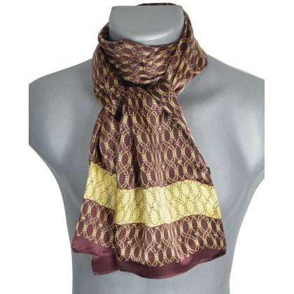 Foulard homme en soie marron et doré