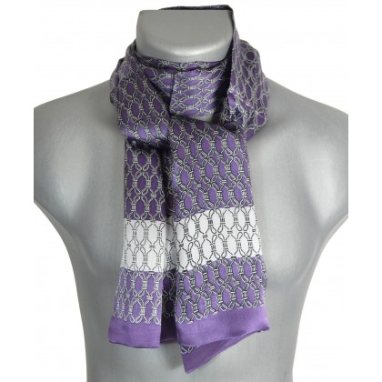 Foulard homme en soie violet et blanc