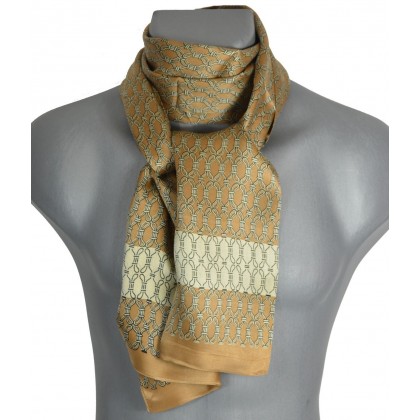 Foulard homme en soie beige et blanc