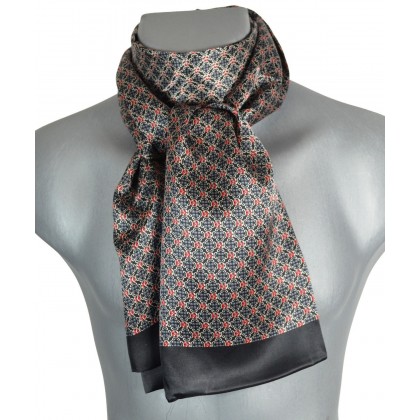 Foulard homme en soie noir petites fleurs