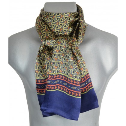 Foulard homme en soie roues bleu