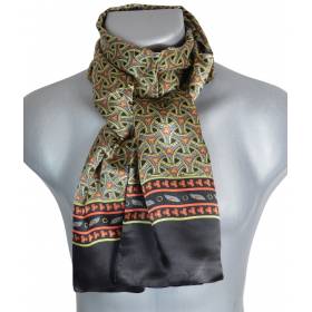 Foulard homme en soie roues noir
