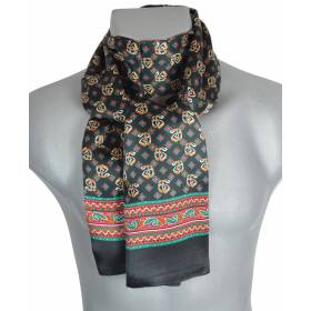 Foulard soie homme étriers noir