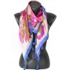 Cheche en soie rose grandes fleurs