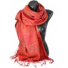 Pashmina satin jacquard en soie rose, rouge et orange