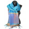 Pashmina en soie antique bleu-rose-orange