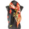 Carré 110 crêpe de Chine éventail rouge noir