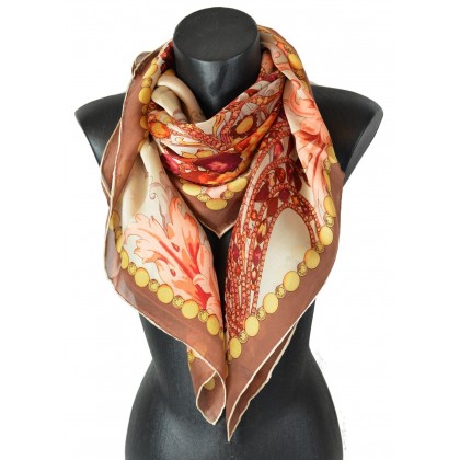 Carré 110 crêpe de Chine baroque beige