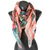 Carré 110 crêpe de Chine fleurs hexagones rose