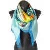 Carré 110 crêpe de Chine plume bleu
